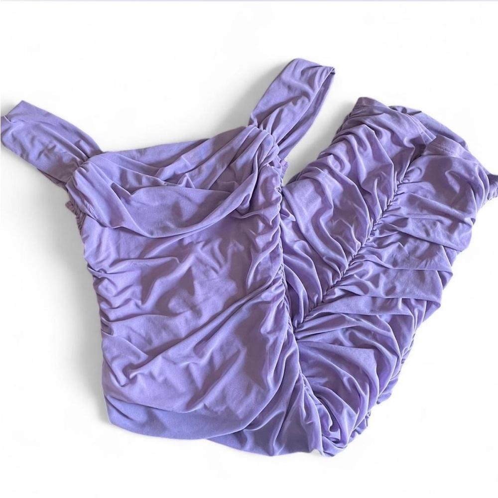 Purple Ruched Midi Dress